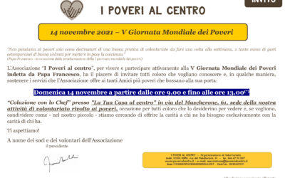 V GIORNATA MONDIALE DEI POVERI – 14 NOVEMBRE 2021 – OPEN DAY – “i poveri li avete sempre con voi”